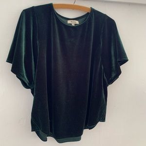Madewell Green Velvet Butterfly Top